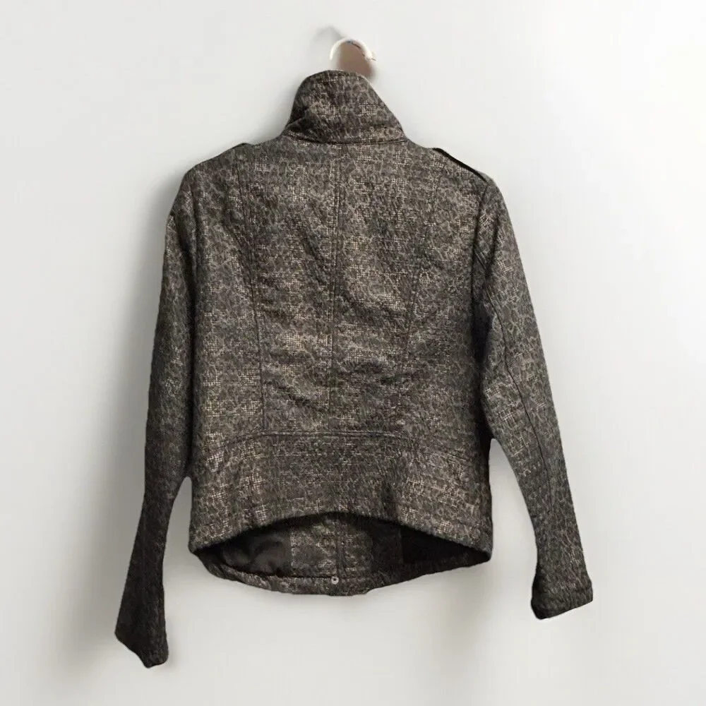 Free People We the Free Black Textured Red Pop of Color Moto Jacket Size 10 - Picture 6 of 12